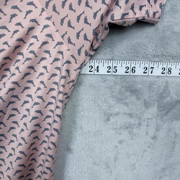 FootJoy FJ Pink Dolphin Print Golf Polo Shirt M Performance Stretch Short Sleeve - Picture 7 of 7